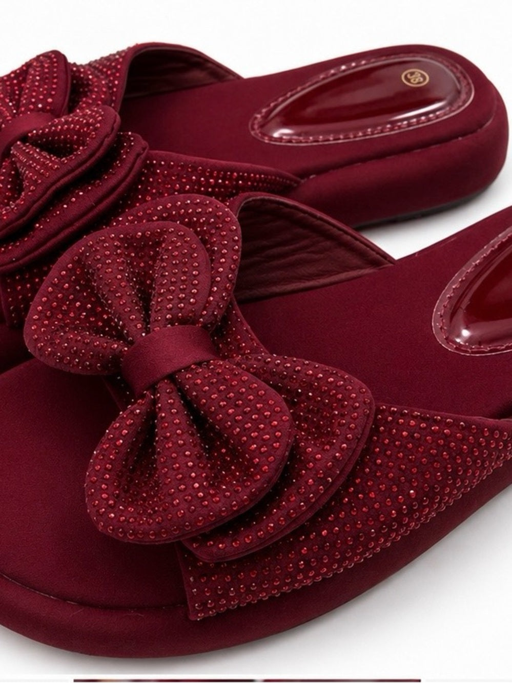 Women's Burgundy Bow Slide Sandals Comfortable Casual Size 7