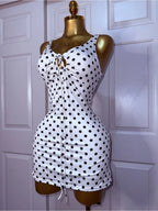 Vestido Mini Bodycon con Lunares y Amarre al Frente